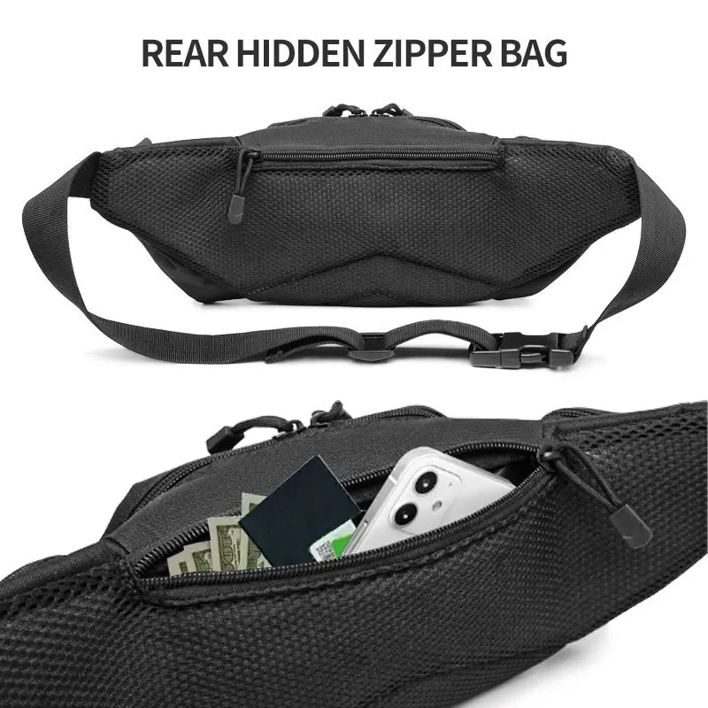 Sac de taille tactique de grande capacité pour hommes, sac banane réglable en Nylon, fixation Invisible pour la randonnée, le sport, le rangement des outils téléphoniques
