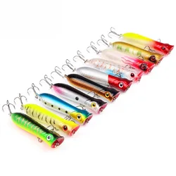 Popper Hard Bait Wobbler Fishing Lure 80mm 12g 6# Hook Artificial Floating Trailer Ocean Fishing Bionic Carp Tackle Sea Fishing
