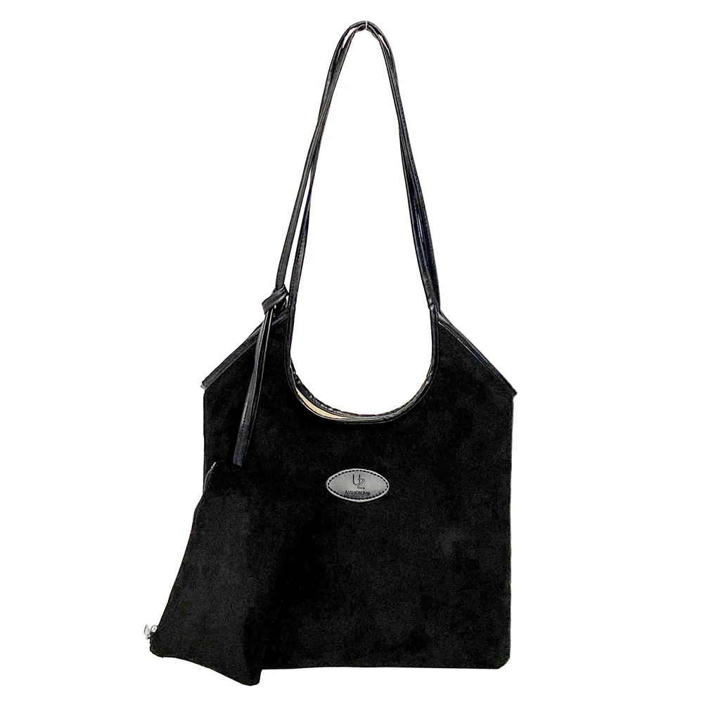 حقيبة يد نسائية من جلد الغزال بإغلاق مغناطيسي حقيبة كتف مترهلة تحت الإبط بلون سادة للسفر في العمل #6