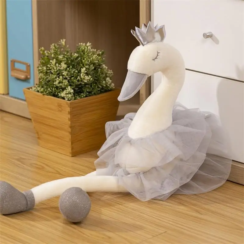 Sweet Cartoon Swan Plush Doll for Home Decoration; Lovely Stuffed Animal Princess Swan Toy