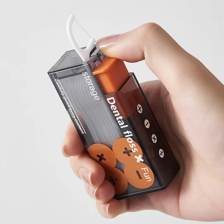 Portable Auto‑Pop‑Up Press‑Type Floss Dispenser, Travel Disposable Floss Pick Box with 10 Sticks