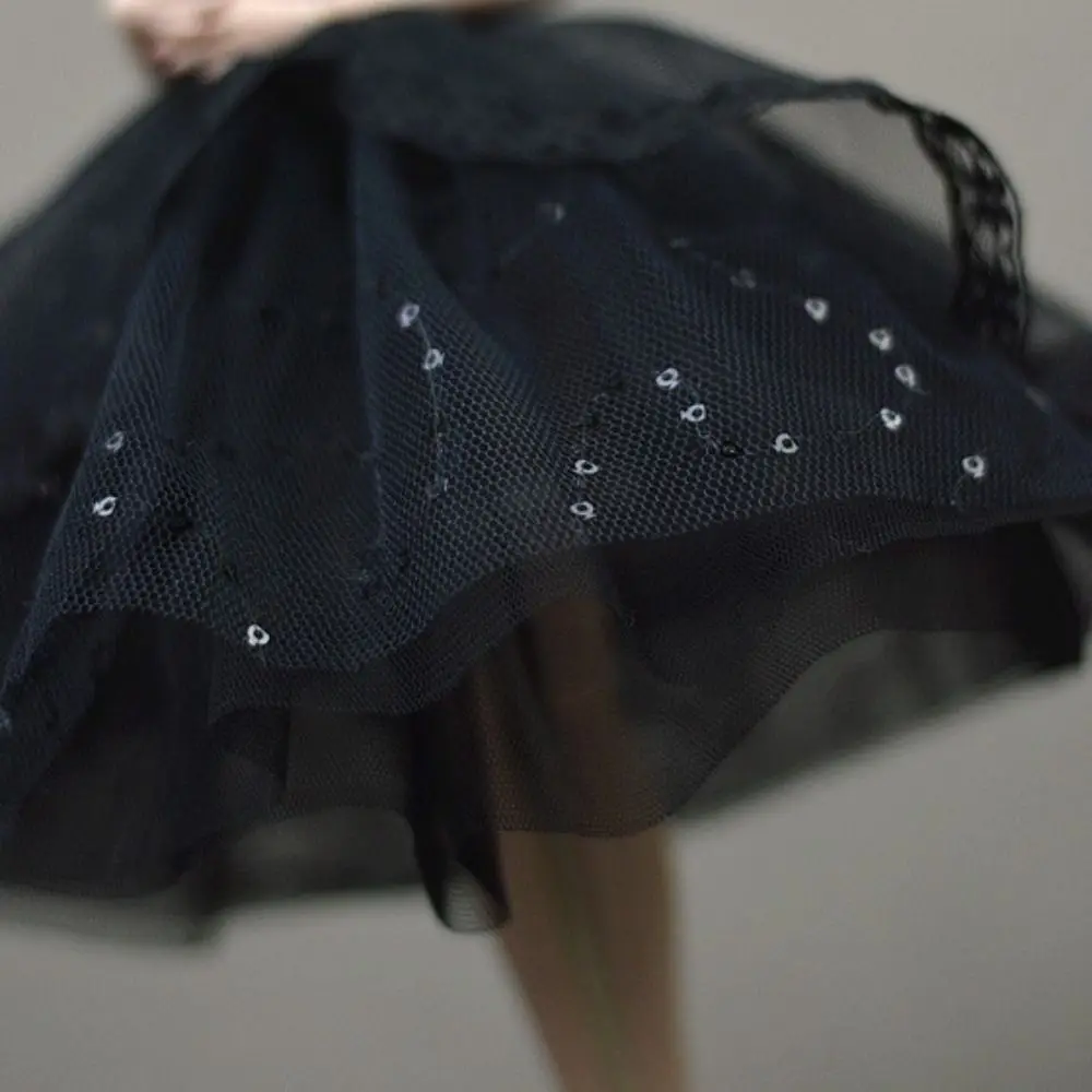 Girl Gift Dress Up Doll Dress Tutu Dotted Evening Party Lace Dolls Clothes Mini Black Prom Dress Doll Princess Dress BJD Blythe