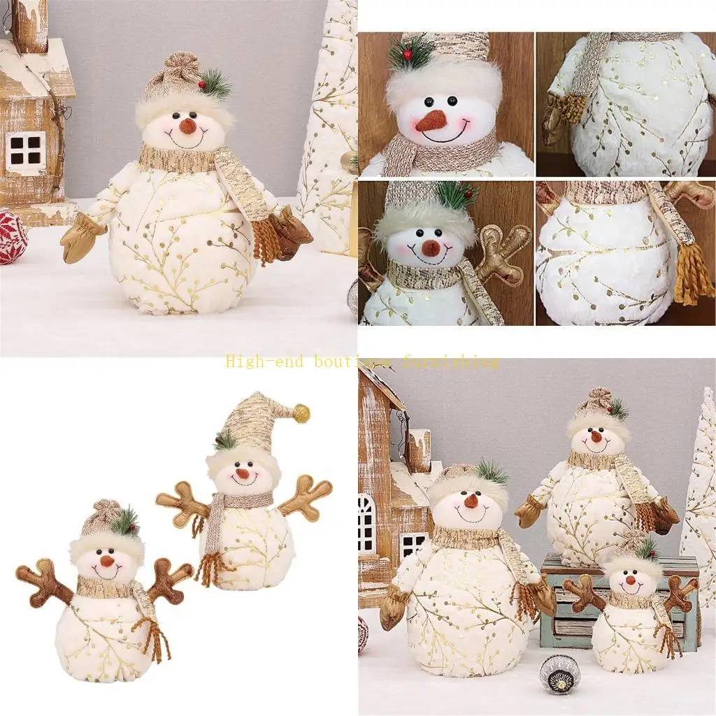 L9NB Seasonal Decoration Snowman with Stylish Handmade Christmas Table Ornament