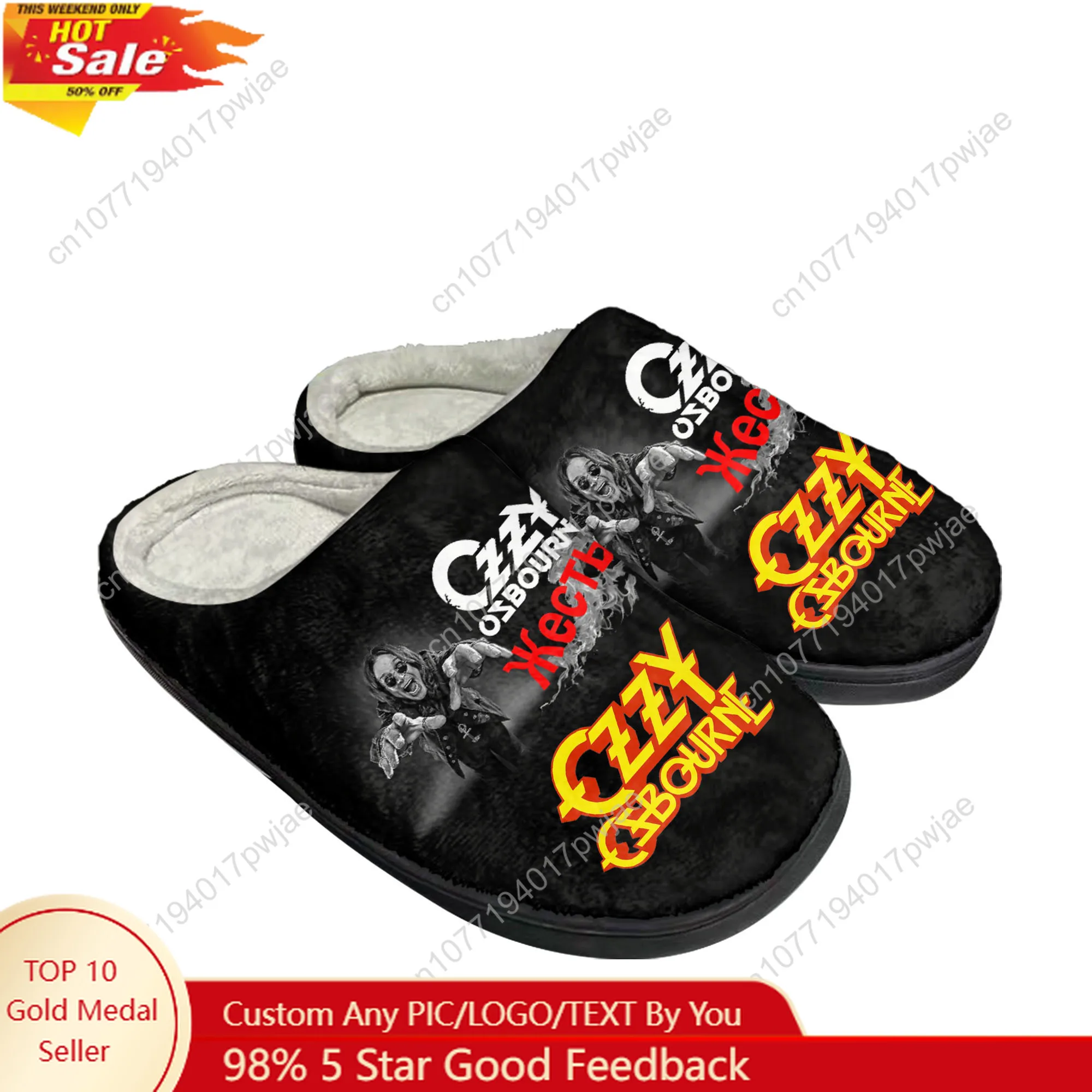 

Ozzy Osbourne Singer Home Cotton Custom Slippers Men Women Plush Bedroom Casual Keep Warm Shoes Thermal Slipper Custom Shoes