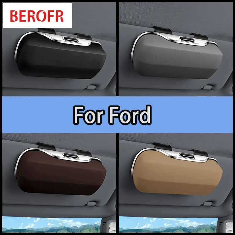 Exklusiv für Ford Focus Mustang Mondeo Kuga Sonnenbrillenhalter Sonnenblende zum Aufstecken, langlebiges ABS-Brillenetui, Autozubehör