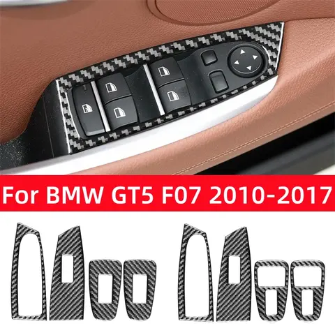 자동차 창문 리프팅 컨트롤패널 트림 커버 스티커, 탄소 섬유 인테리어, BMW 5 시리즈 GT5 F07 2010-2017 액세서리 자동차 창문 리프팅 컨트롤패널 트림 커버 스티커, 탄소 섬유 인테리어, BMW 5 시리즈 GT5 F07 2010-2017 액세서리
