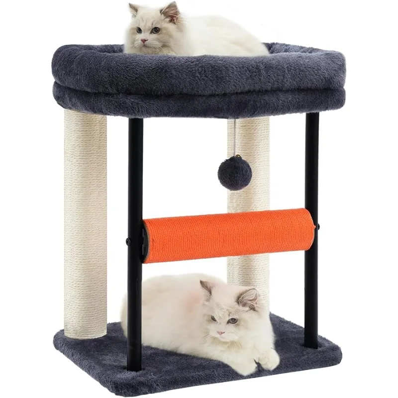 

Hey-brother Cat Tree, Cat Scratching Posts with Bed, Sturdy Tower with Fully Sisal-Wrapped Columns and Plush Toy Ball for Indoor