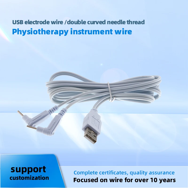 USB electrode wire, double bent needle and thread 2MM pin wire conductive needle and thread low-frequency massager wire