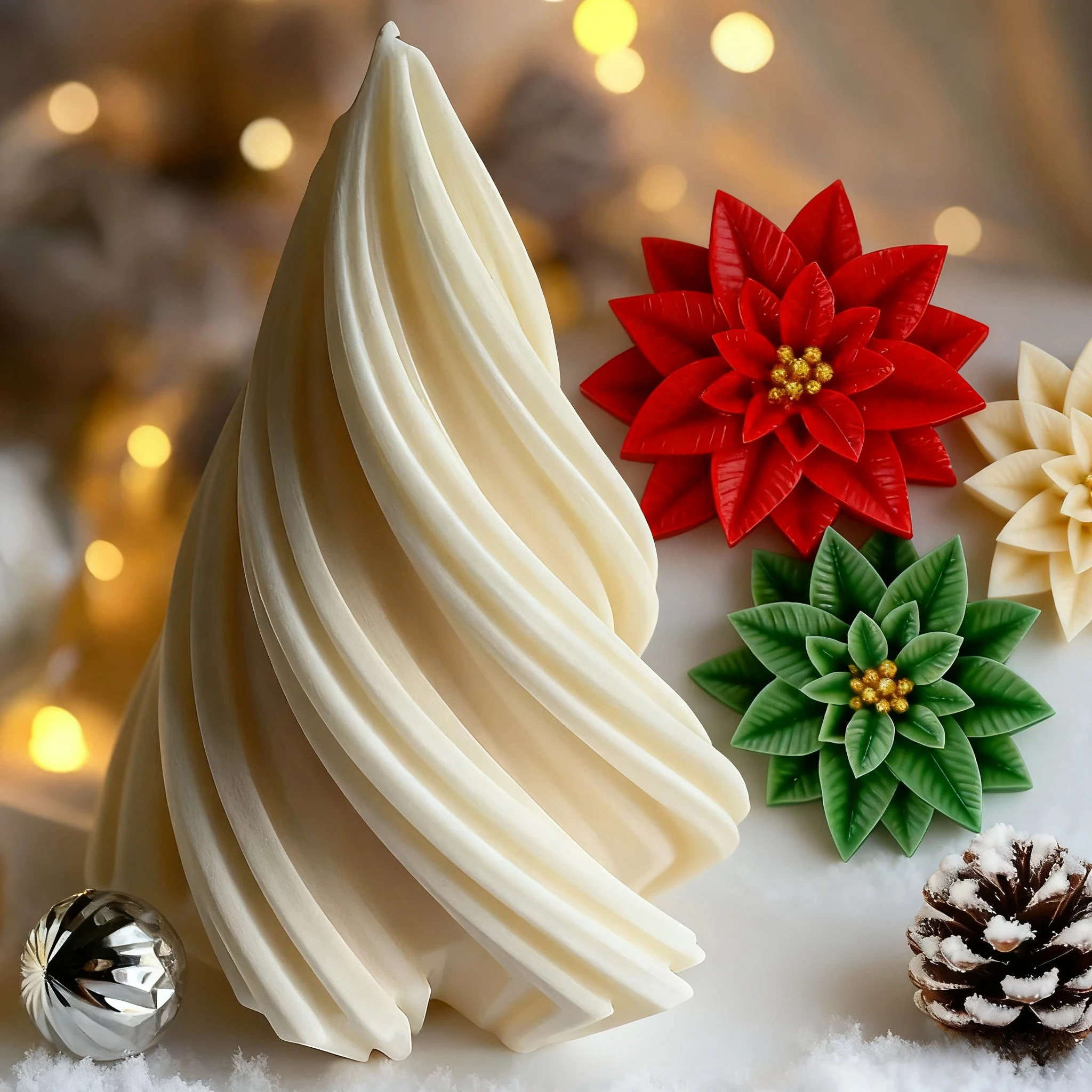 3D-Weihnachtsbaum-Silikonform, wiederverwendbar, hitzebeständig, geometrisch, Stechpalmenfruchtform für Harz, Seife, Ton, Kerze, DIY-Handwerk