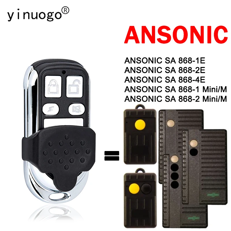 Clone ANSONIC SA 868 1E 2E 4E 1 2 Mini/M Garage Door Remote Control 868MHz Fixed Code Gate Opener Remote Control Transmitter