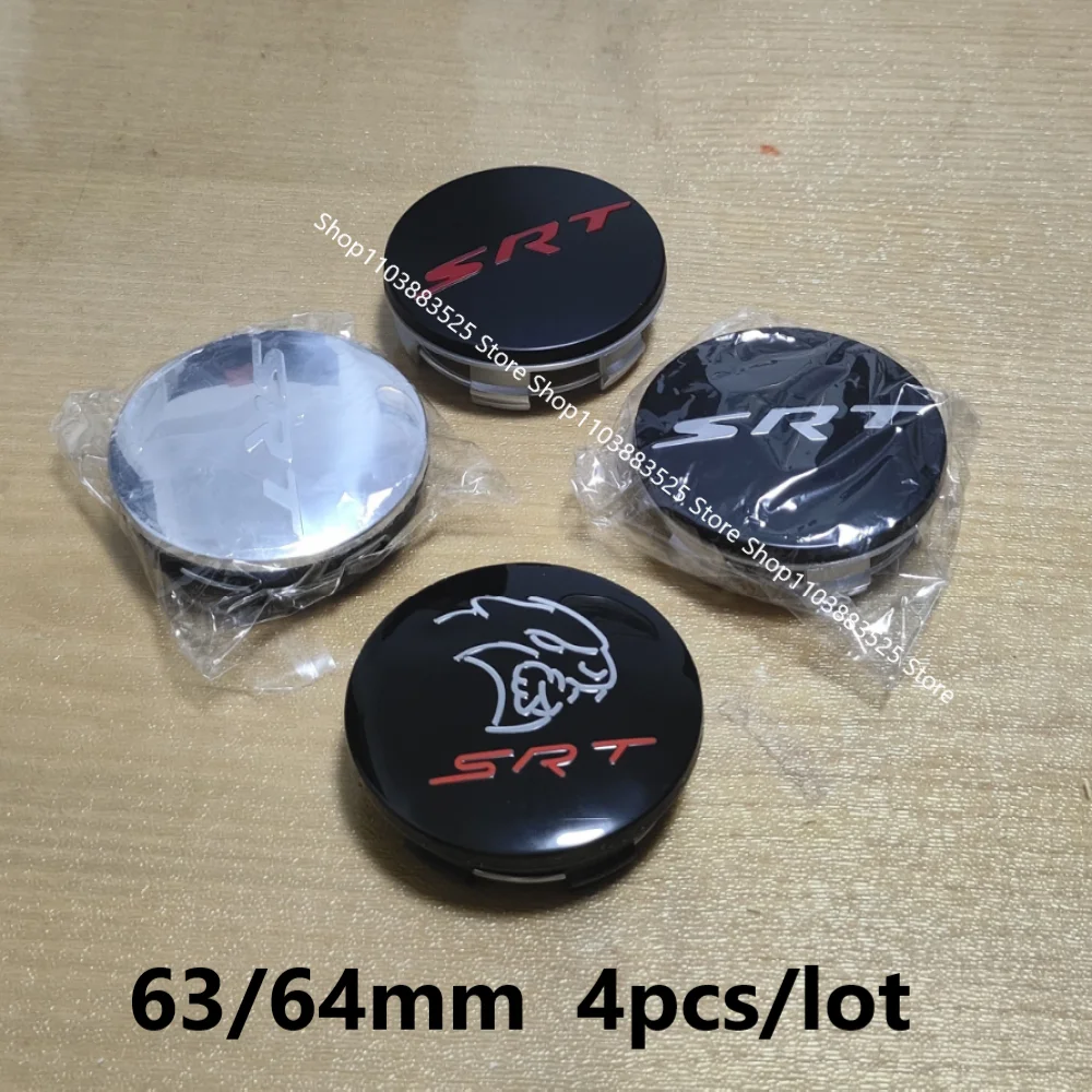 4 Uds. Tapas de cubo de centro de rueda SRT de 63mm para Dodge Challenger Charger Nitro Caliber Journey Caravan Durango Chrysler 300 tapas de cubo