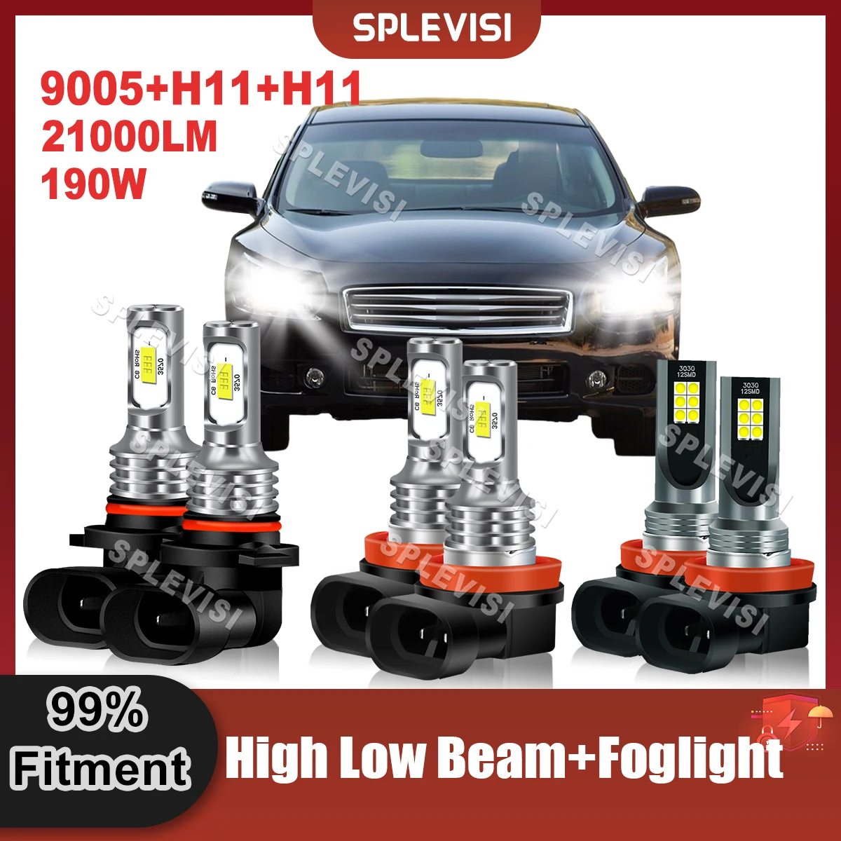 

Brighter White LED Headlight 9005 High Beam H11 Low Beam H11 Foglamp Bulbs For Nissan Maxima 2009 2010 2011 2012 2013 2014 2015