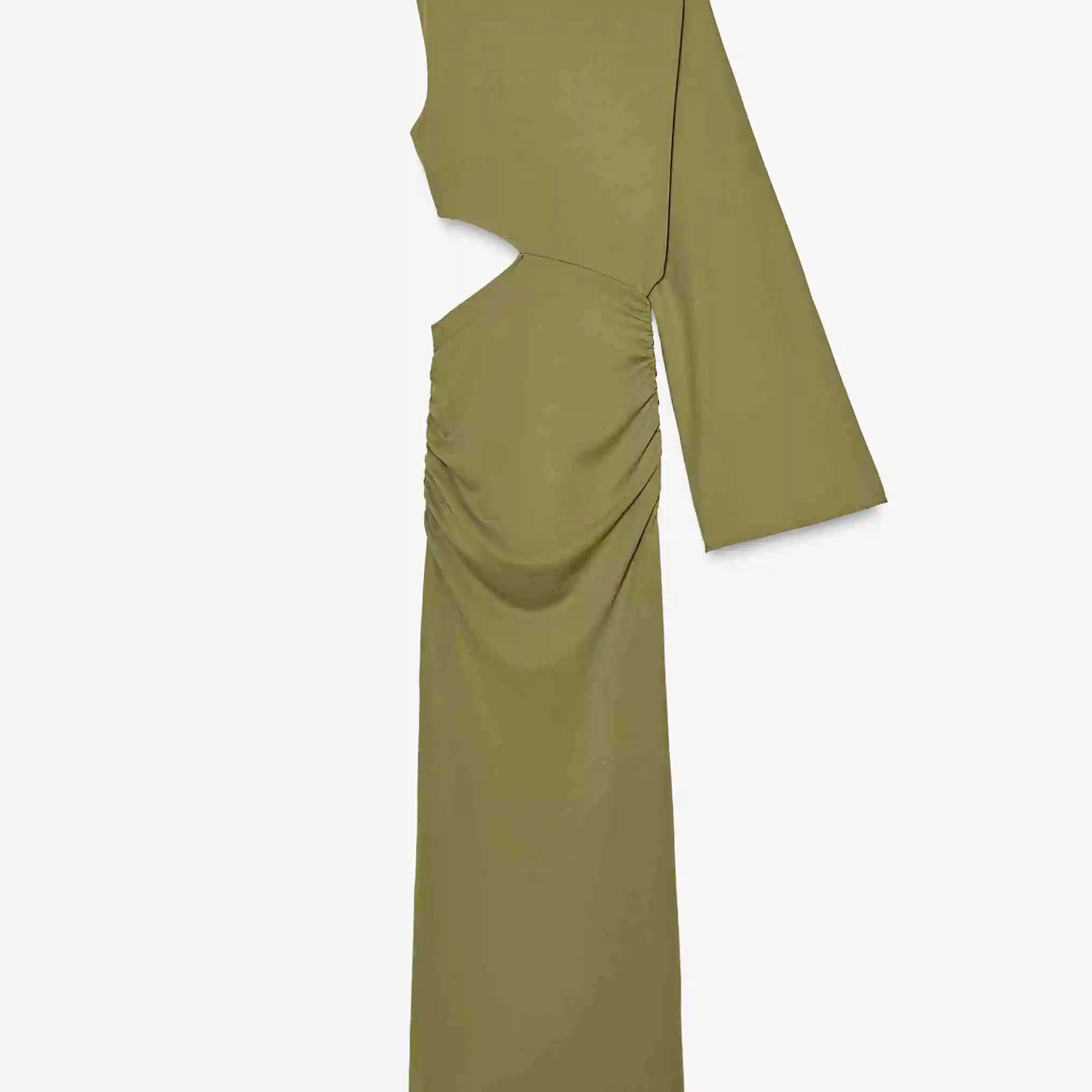 فستان نسائي أنيق برقبة مستديرة وتصميم مفرغ، موضة جديدة لصيف 2025، فستان طويل الأكمام وخصر مرتفع.