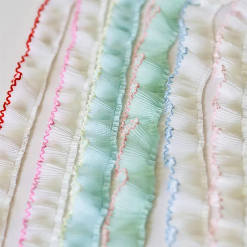

26 Colors 10/45 Yards Pleated Lace Trim for Headwear DIY Lolita Ribbon Clothing Garment Sewing Home Decoration