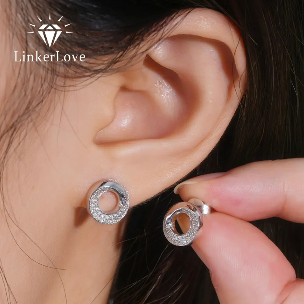 LinkerLove Moissanite Stud Earrings for Women 925 Sterling Silver Twisted Design Diamond Earrings Dainty Jewelry Birthday Gift