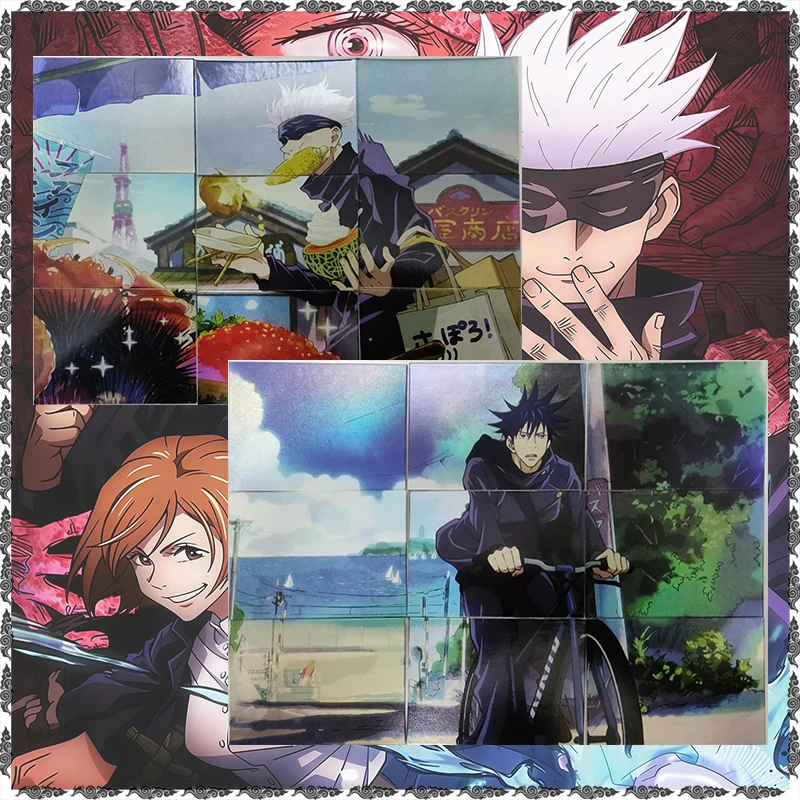 9pcs Japanese Anime Jujutsu Kaisen Rare Puzzle Gojo Satoru Fushiguro Megumi Desktop Game Collection Cards Birthday Toy Gift