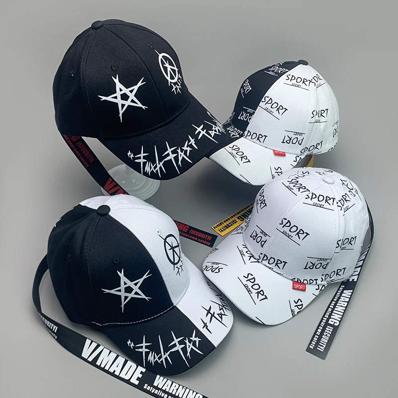 Chapeaux de Baseball en Coton Respirant pour Homme et Femme, Streetwear, Hip Hop, Kpop Graffiti, Lettre, Cool, dehors, Unisexe, Mode, Personnalité,