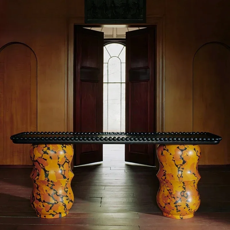

Nordic entrance table American retro fiberglass console rectangular solid wood entrance