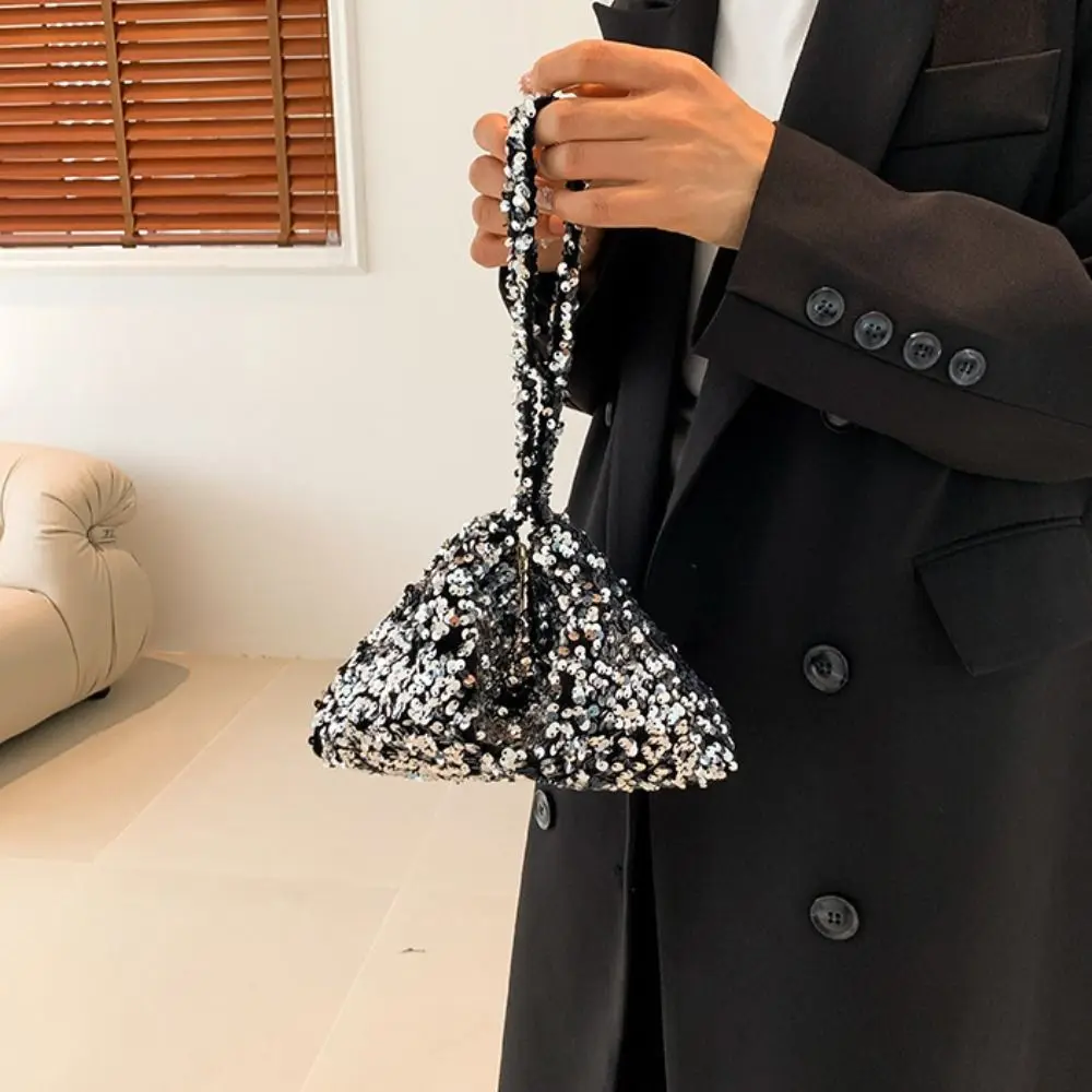 Fashion Shiny Sequins Evening Clutch Bag For Women Dinner Party Wedding Purses Handbag Simple Underarm Shoulder Crossbody Bag