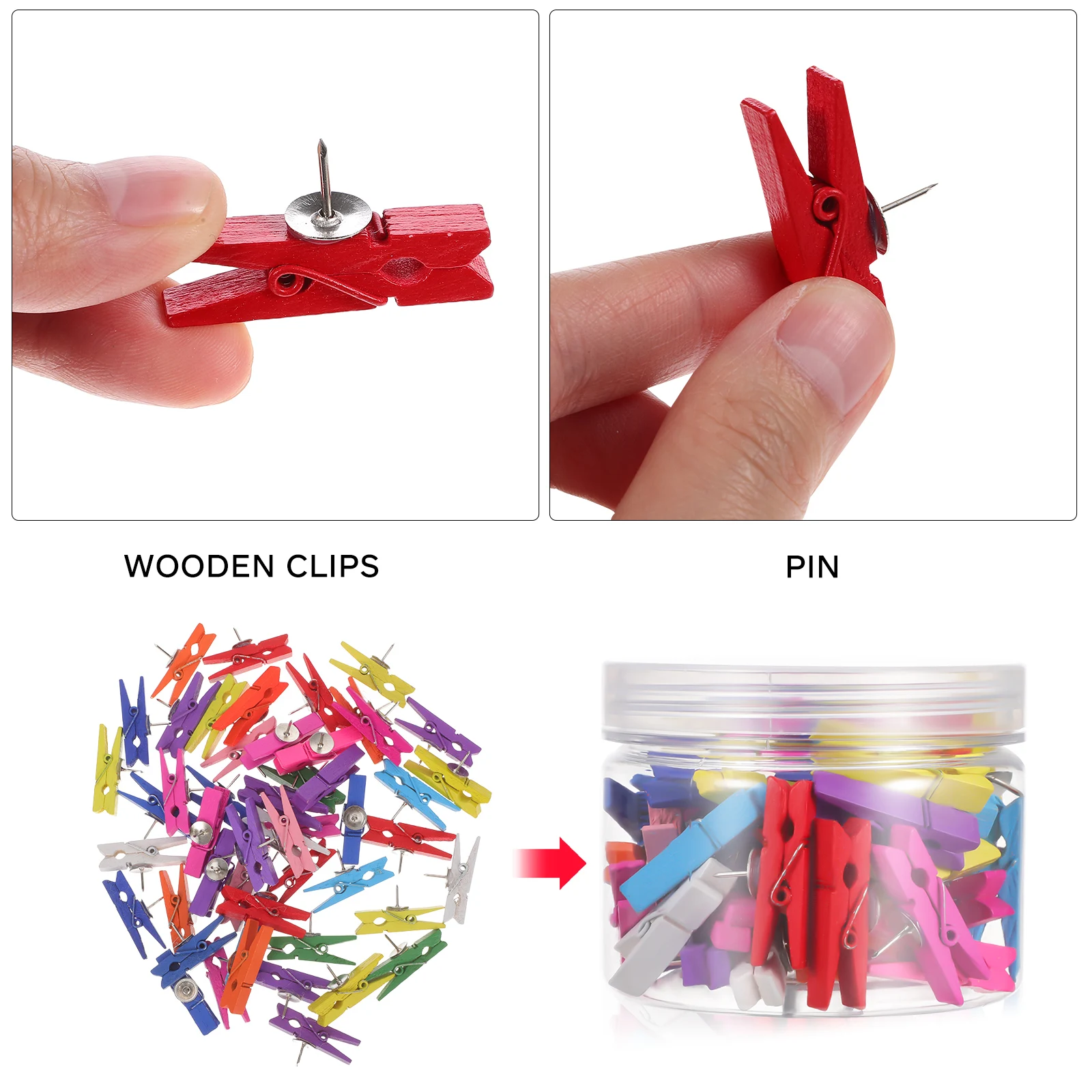 50 قطعة مقاطع دبوس دفع خشبية متعددة الوظائف مسامير الإبهام للوحة الفلين نشرة الجدار الشنق عرض الرسائل الفصول الدراسية #2