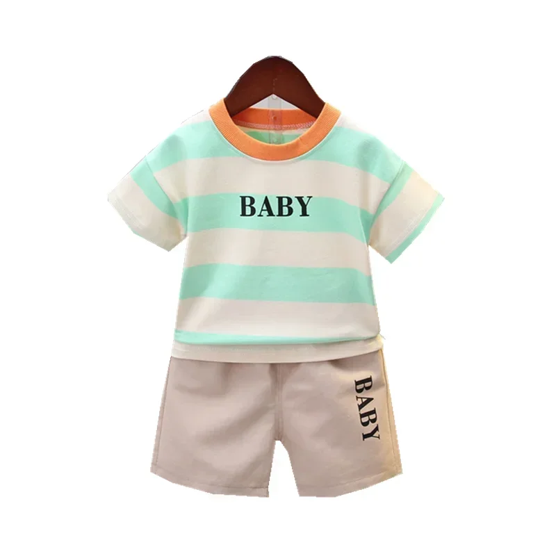 New Summer Baby Clothes Suit Children Boys Girls Striped T Shirt Shorts 2Pcs/sets Toddler Casual Costume Infant Kids Tracksuits