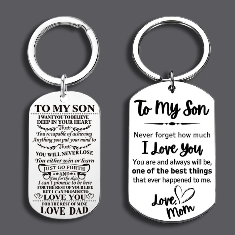 To My Son Stainless Steel Keychain Inspirational Gifts For Son From Mom Dad Graduation Back To School Gift Birthday Gift