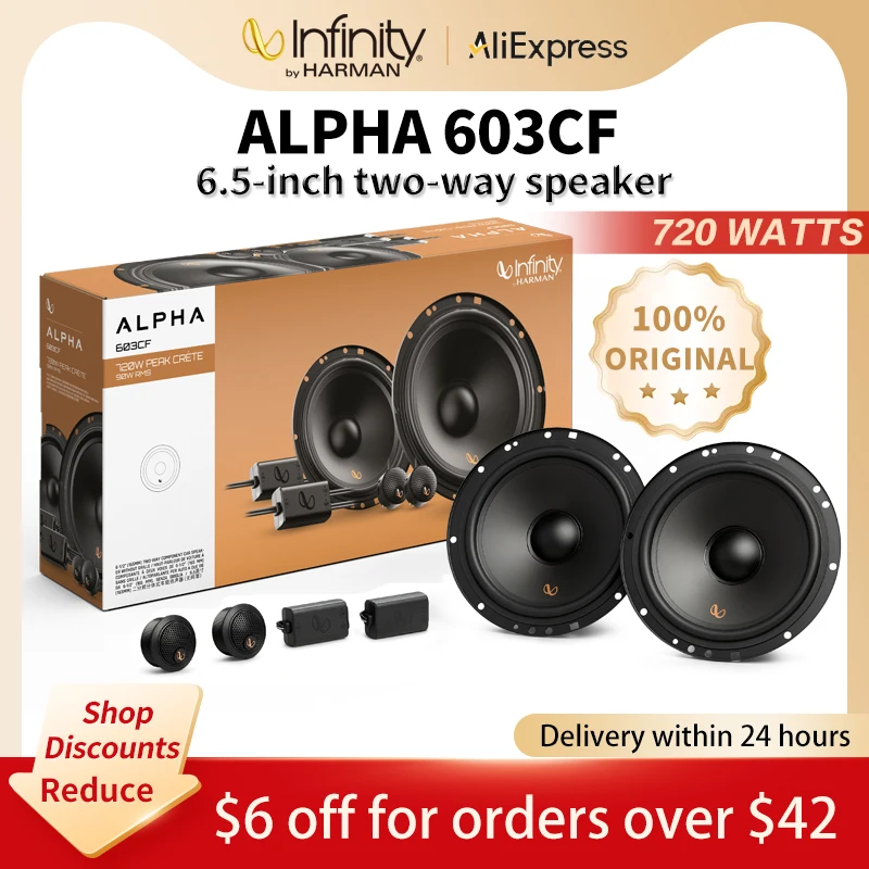 Alto-falante de áudio do carro infinito 720w alto-falante de componente bidirecional de 6.5 polegadas, tweeter de alcance completo, alto-falante estéreo subwoofer de médio alcance