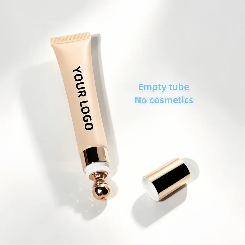 【Logo Custom】50Pcs Customized 20ml Multi-color Squeeze Tube Rose Gold Zinc Alloy Massage Head Cosmetics Lip Filling Packaging