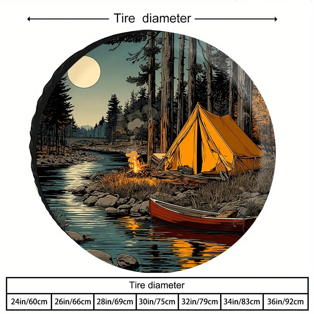 Forest Camping Tire Cover Compatible with SUVs Campers RVs Realism Print Spare Tire Cover for Outdoor Use