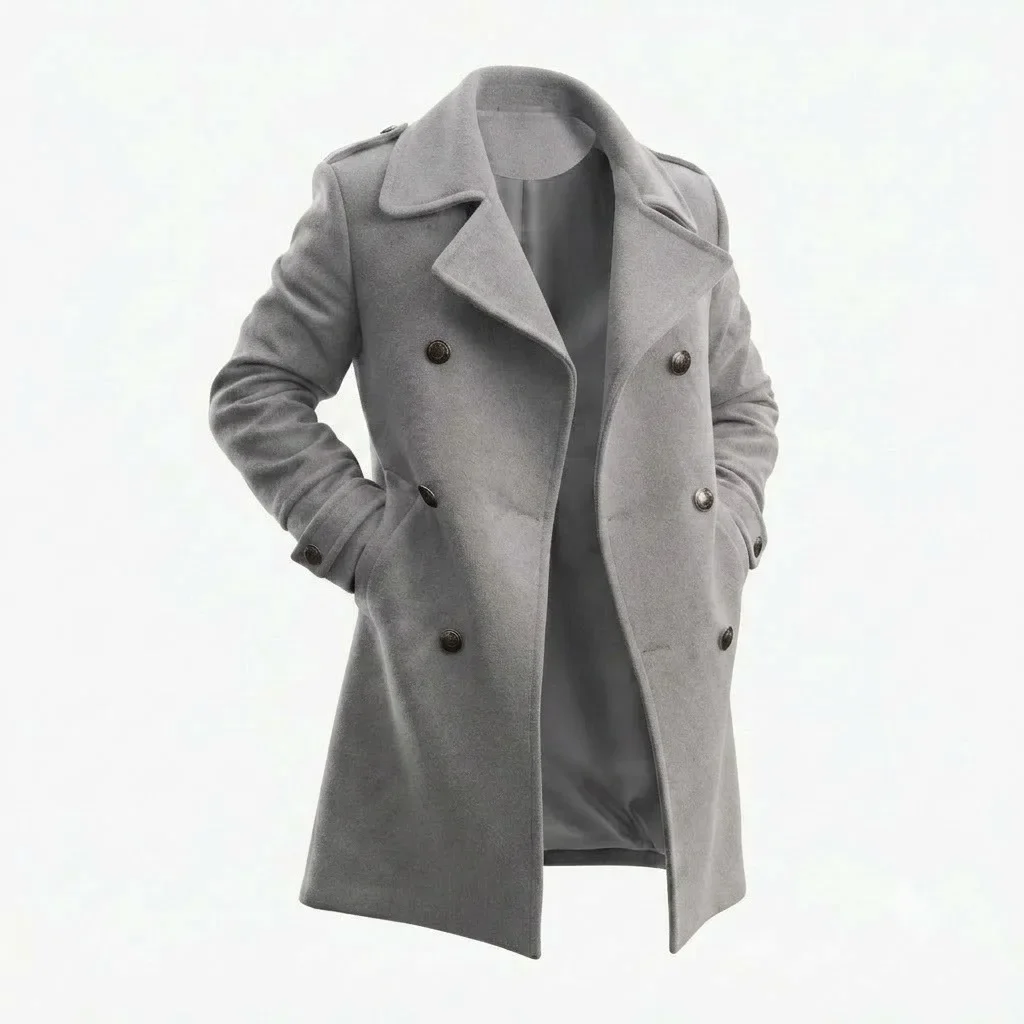 Wool Blends Double Breasted Overcoat Lapel Trench Coat Classic Formal Work Y2k Streetwear Thick Warm Jacket Autumn Winter