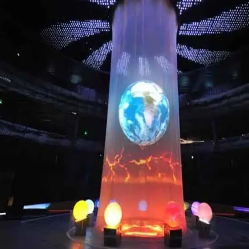 Customized cylindrical shape 3D grey Holographic Mesh Screen Film Hologram Projection Display Holo Gauze Projector screen Stage