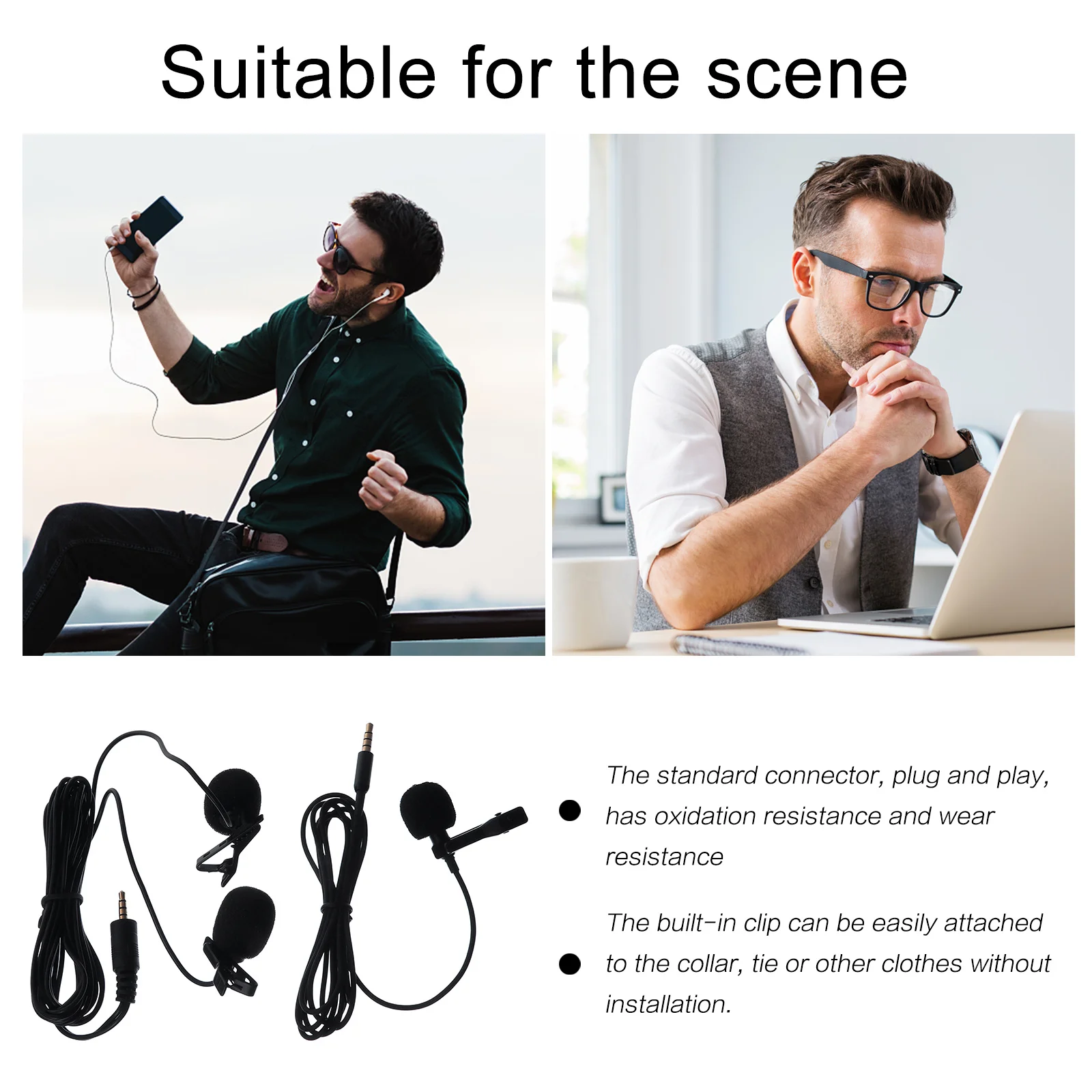 

2 set Lavalier Microphone For Phone Usb Plug Play Noise Reduction Mic For Live Broadcast Vlog Game Outdoor Recording