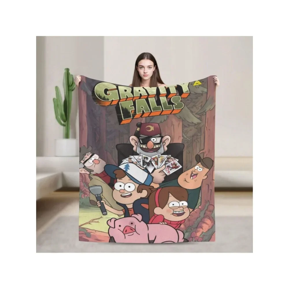 

UltraSoft Flannel Throw Blanket Gravity Falls Cartoon Design Perfect for Dorms Naps Living Room or Travel Suitable for All Seaso