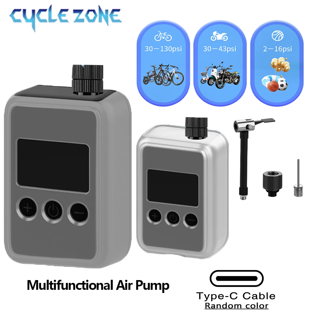 Bicycle Electric Inflation Pump Mini Bike Tire Pump with Gauge Portable Air Compressor 130 PSI MTB Road Bike Pump Accessories