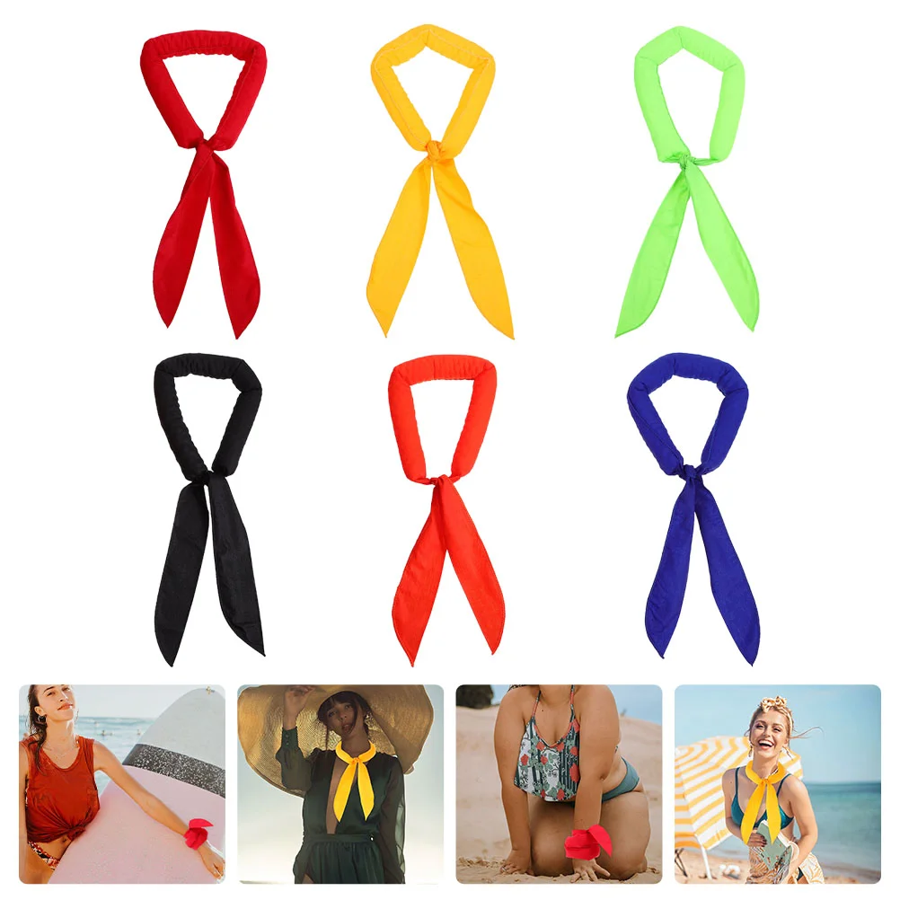 6 Pcs Towel Candy Scarf Summer Ice Cool Cooling Scarves 98X48CM Cotton Sweat Absorbing Headband Absorbent