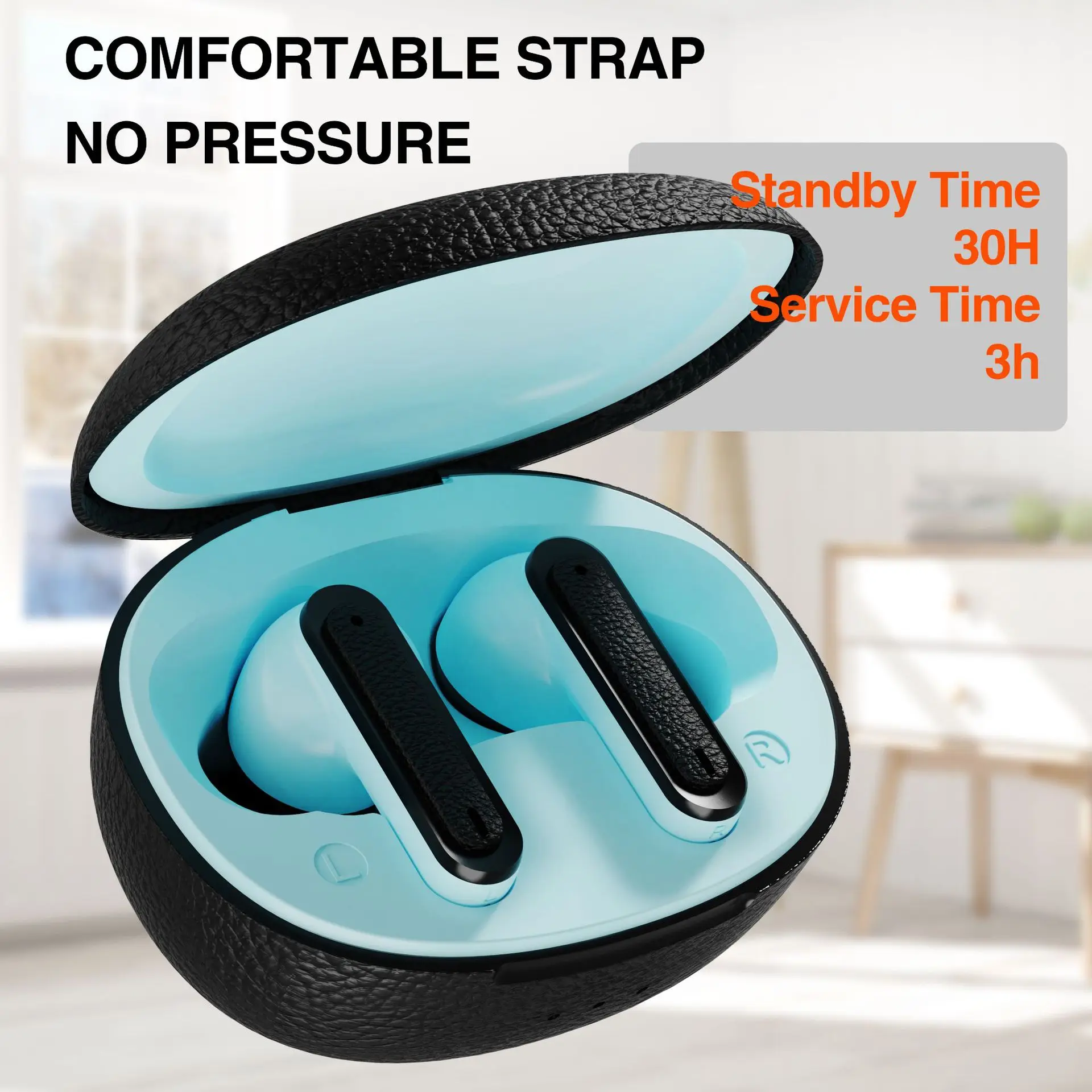 

Bluetooth 5.4 Earphone Mini Comfortable Wear Imitation Leather Appearance Multiple Colors Noise Reduction Listen Music Headphone