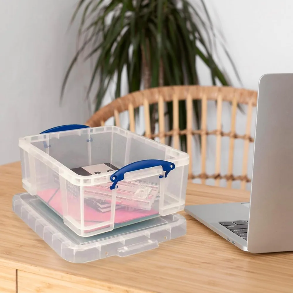 

10 Pack 17L Plastic Storage Bins with Snap Lids and Clip Lock, Clear