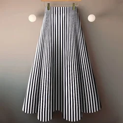 Jupe Femme Striped Skirts Women Printed Large Swing Vintage High Waist Harajuku Faldas Mujer Moda 2024 Autumn New