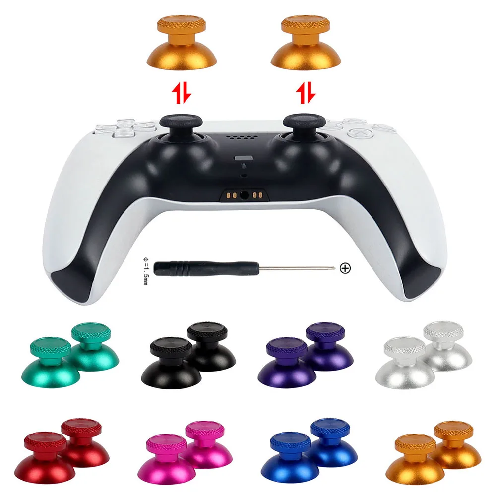 

Custom Metal Thumbsticks for PS5 Controller, Replacement Aluminum Analog Stick Joystick for Playstation 5 Repair Accessories