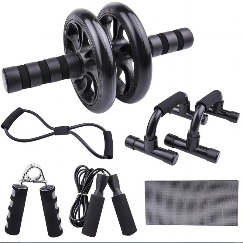 

AB Roller Set Abdominal Wheel Push-up Stand Resistance Band Jump Rope Set Home Gym Core Strength Workout Fitness Equipment