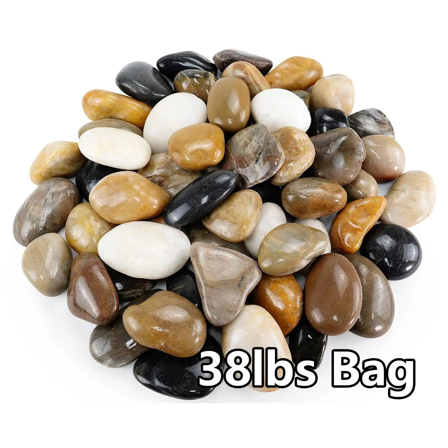 38lbs Mixed Color Pebbles for Plants, 2-3 Inch High Polished Natural Large River Rocks for Landscaping, Decorative Stones Vase F