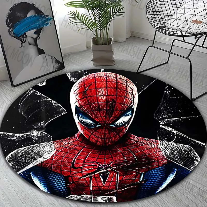 5 Sizes Marvel Hero Spider Man Printing Round Carpet Living Room Kids Bedroom Table and Chair Sofa Decorative Carpet and Rug