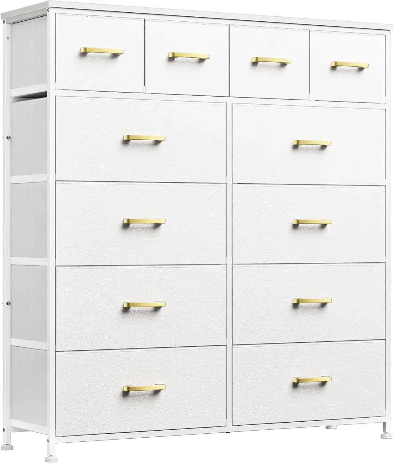 Dresser,White Dresser for Bedroom with 12 Drawers,Tall Dressers for Bedroom,White Fabric Dressers & Chest of Drawers for Bedroom