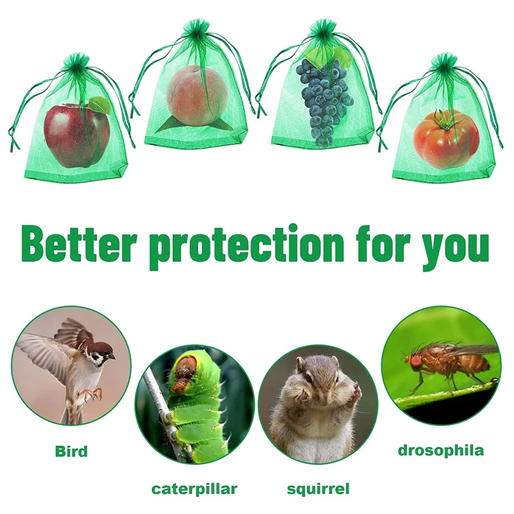 20pcs Fruit Grape Protection Bags Agricultural Pest Control Anti-Bird Garden Mesh Netting Bags for fruit trees vegetable