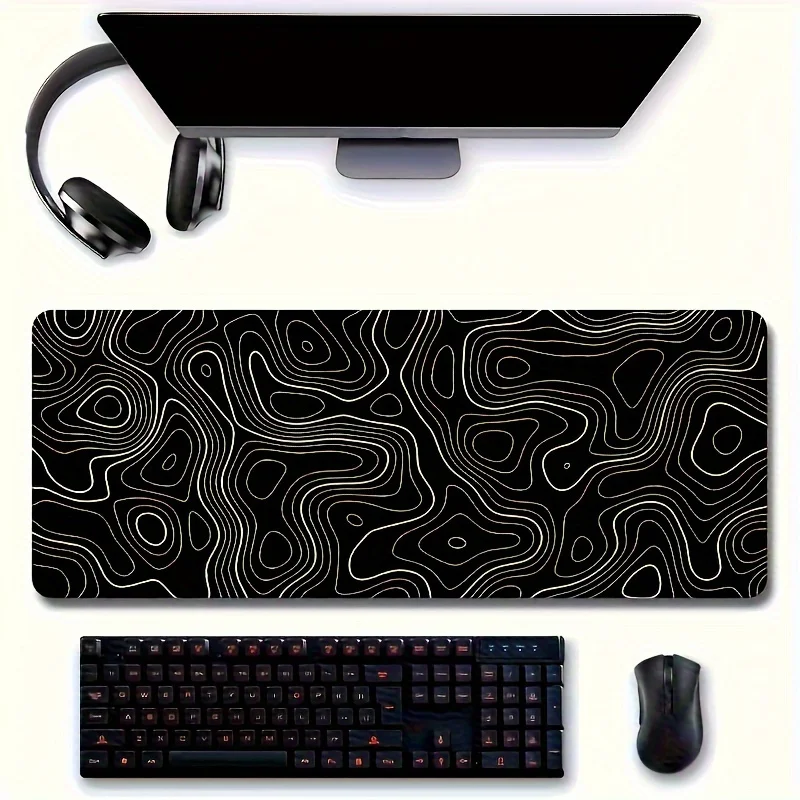 Imagem -06 - Anti-slip Rubber Gaming Mouse Pad Textura Abstrata Contour Desk Mat Design de Linha Elegante Office Mouse Pad