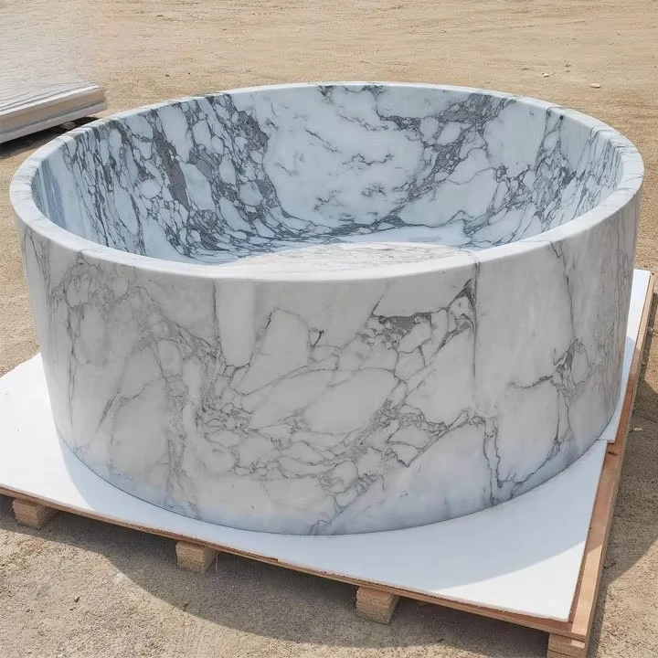 Solid surface marble stone freestanding immersion whirlpool bathtub natural marble stone bathtub