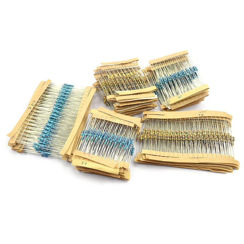 

600pcs/set 30 Kinds 1/4W Resistance 1% Metal Film Resistor Pack Assorted Kit 1K 10K 100K 220ohm 1M Resistors 300pcs/set