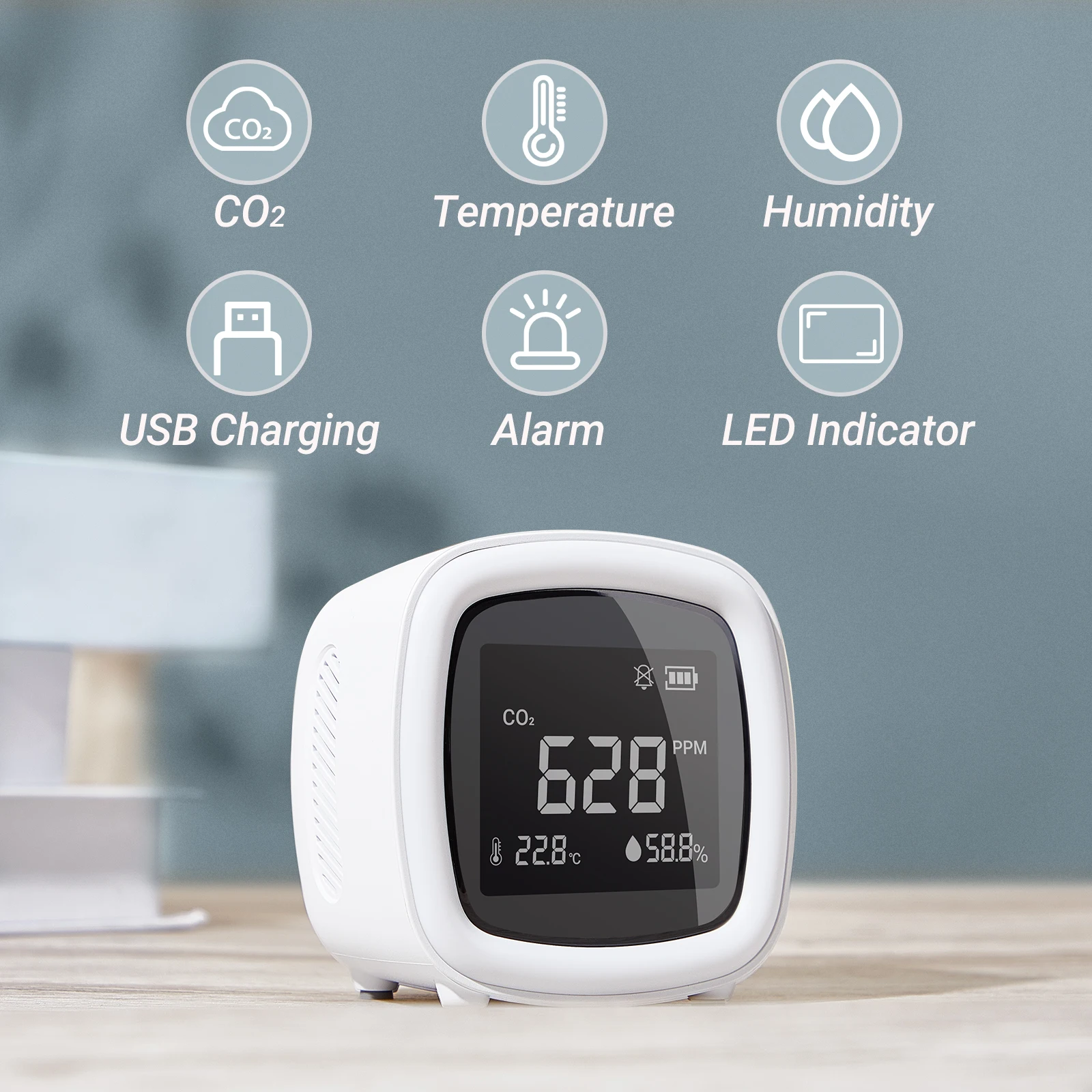 INKBIRD IAQM-068 3-In-1 Air Quality Monitor, Indoor CO₂Temperature Humidity Detector For Home, Grow Tents, Greenhouses, Office