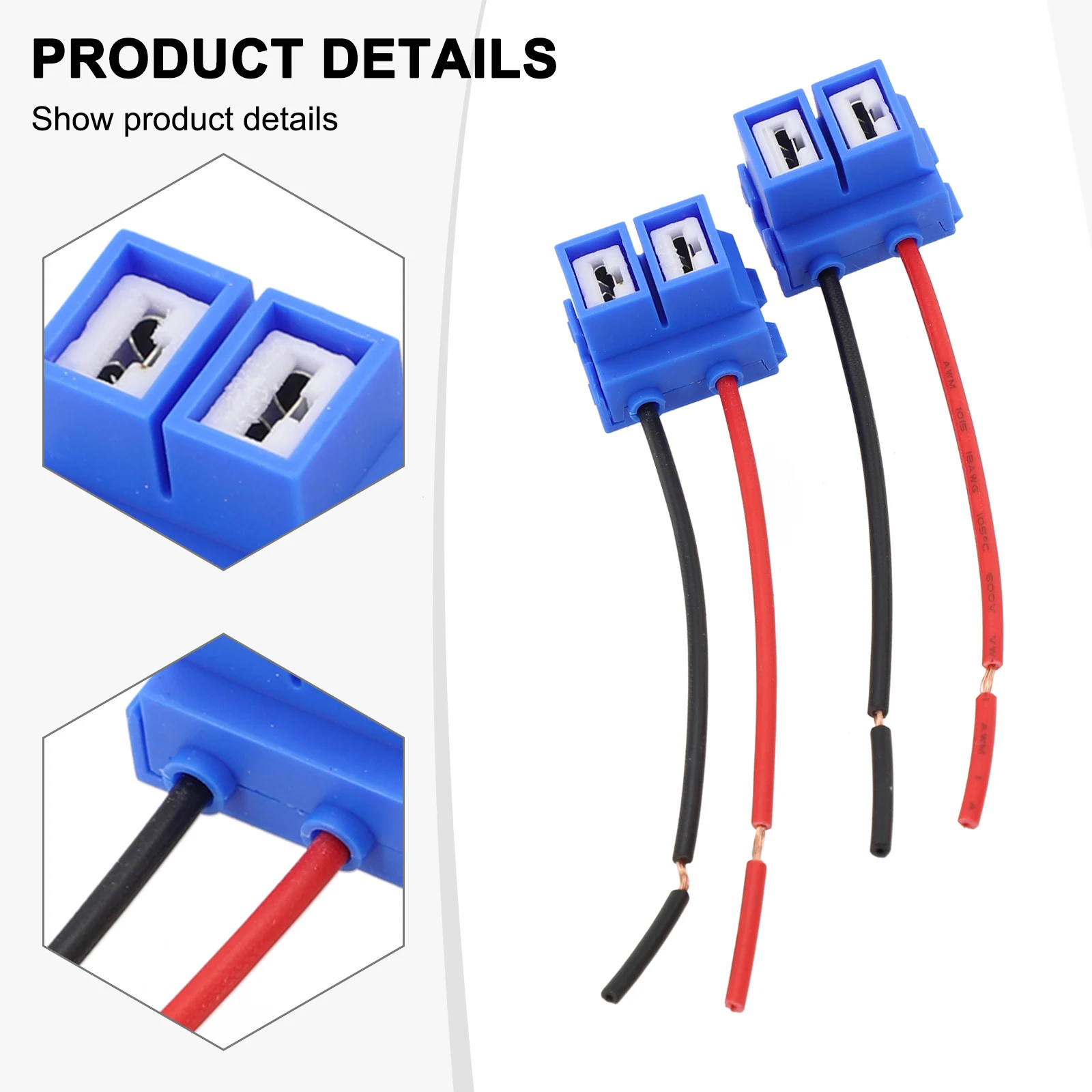 Auto Parts Auto Car Bulb Sockets H Connector ABS Car Accessories Replacement 2 Pieces 6*11*1 Cm Easily Install