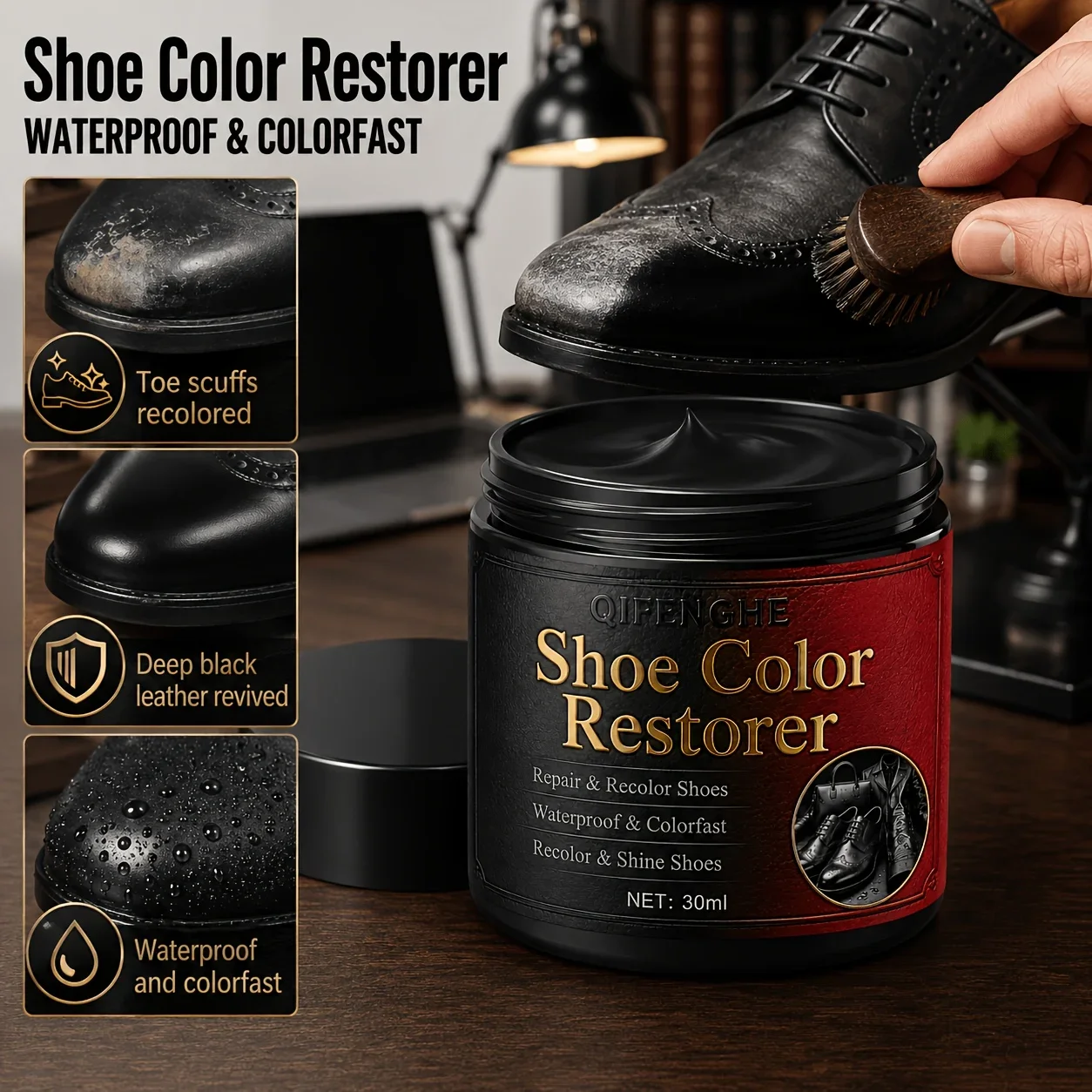 Shoe Leather Scratch Remover And Color Restorer, Waterproof Recolor Balm, for Dress Shoes And Leather Boots